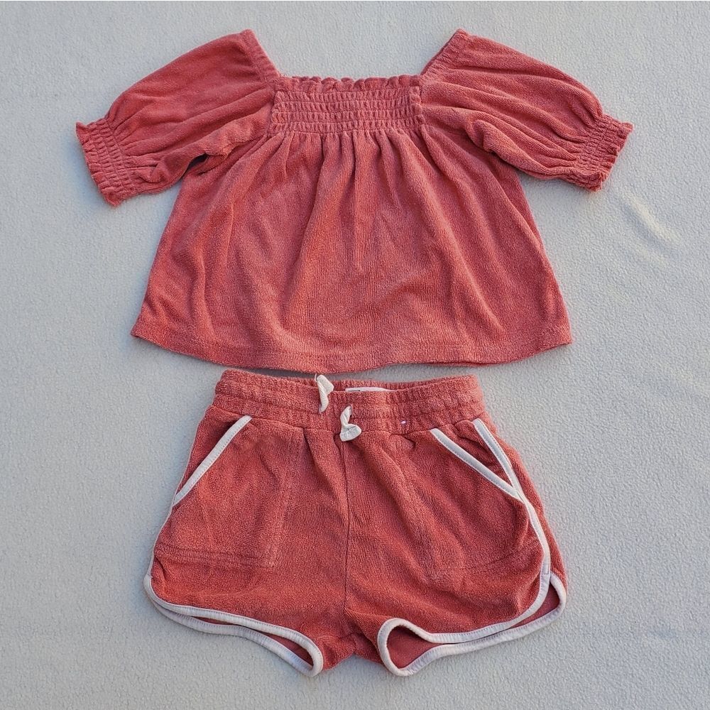 Cotton On Coral Short Sleeve Top and Shorts Size 4